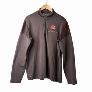 Nike Cleveland Browns 1/4 Zip On Field Dri Fit Training Pullover Long Sleeve L